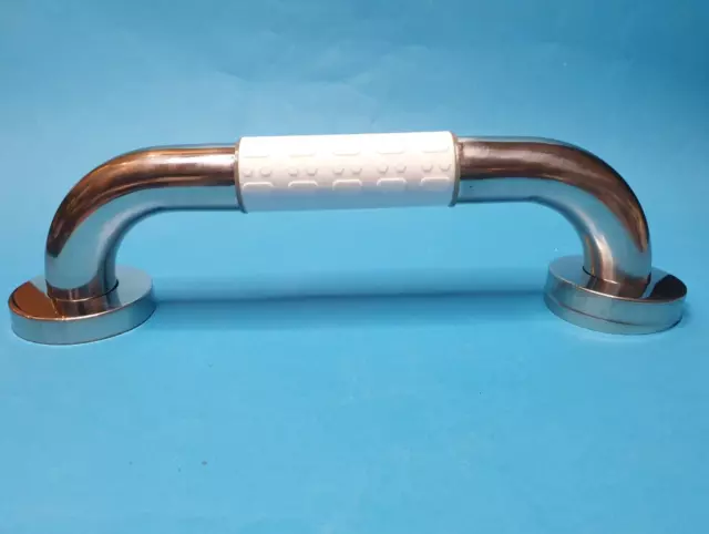Stainless Steel Anti-Slip Bath Safety Grab Rail With White Grip 12 Inch (30cm)