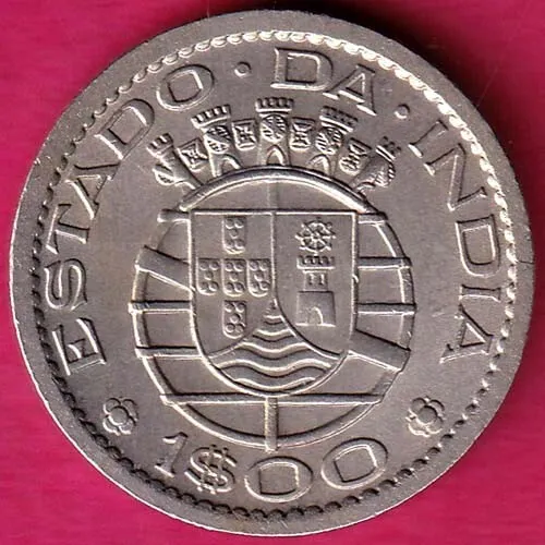 Portuguese India Goa 1 Escudo 1959 Rare Coin#R44