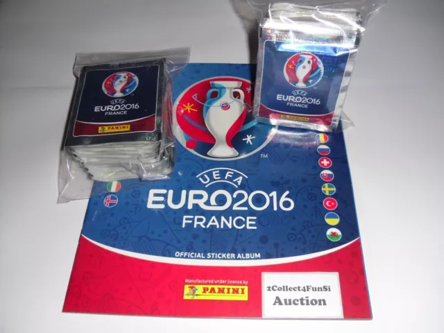 2 x PANINI UEFA EURO 2016 France - 100 SEALED PACKS - 500 STICKERS + FREE ALBUM