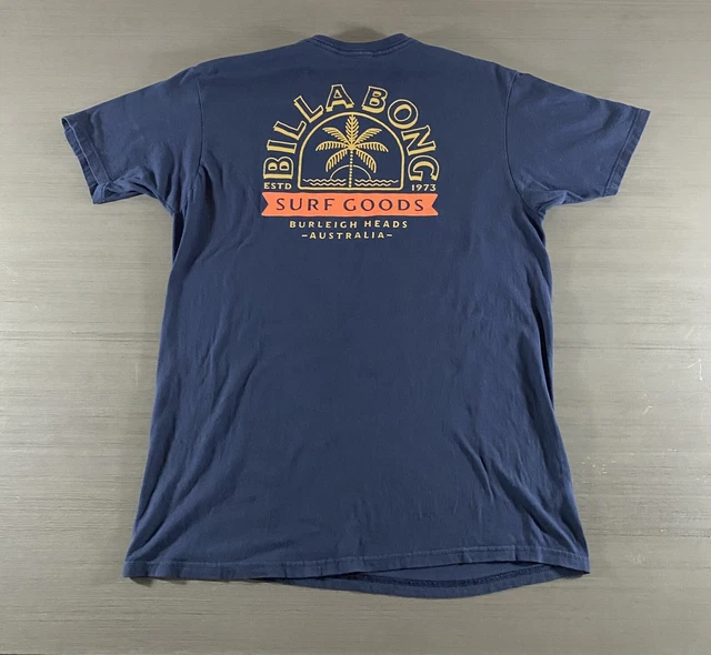 Billabong Shirt Mens Large Blue Gold Australia Surf Surfer Palm Tree Premium Tee