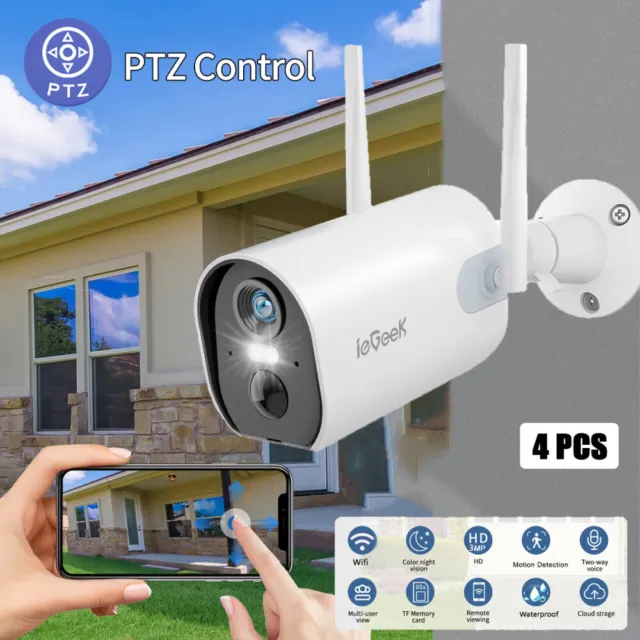ieGeek 3MP Wireless Security Camera WiFi IP Battery 2K CCTV Home Outdoor Siren