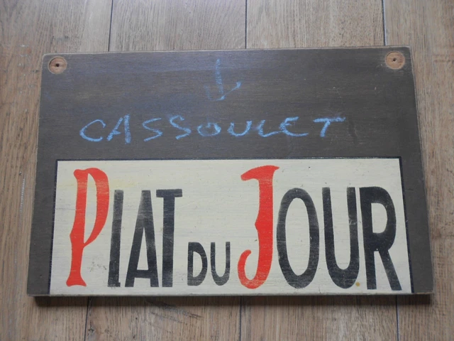 Ancien panneau restaurant Plat du Jour reclame vintage enseigne