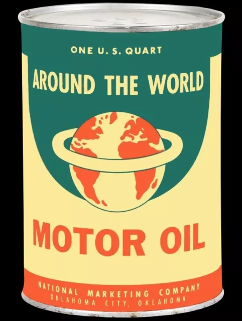 Around the World Motor Oil of Oklahoma City NEW METAL SIGN: 9 x 12" - Free Ship.