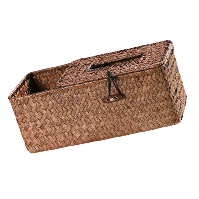 Storage Box Woven Seagrass Baskets Laundry Wicker with Lid Weave