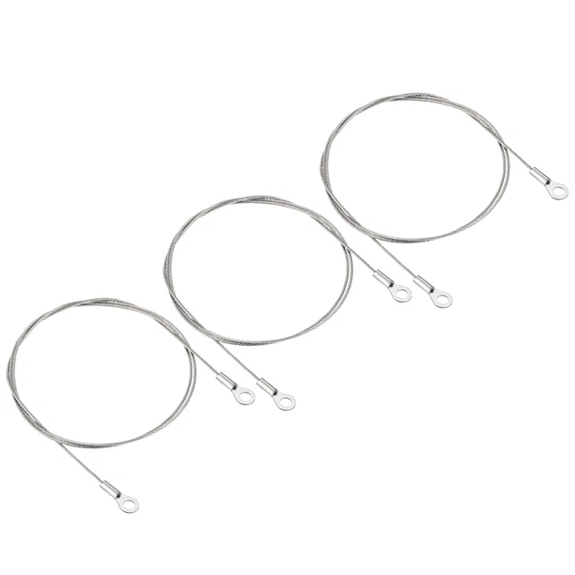 3Pcs 1.5mmx80cm Steel Security Cable 5mm ID Eyelets Ended Safety Wire Rope