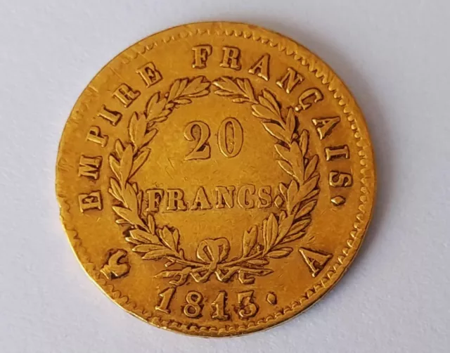 MONNAIE 20 FRANCS OR NAPOLEON 1er  1813 PARIS  French Gold Coin 20 Francs 2