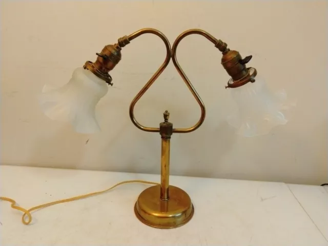 Vintage 2 Light Brass Desk Bankers Lamp - YOST Switches