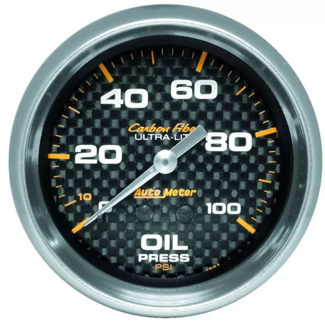 Autometer Carbon Fiber 2-5/8" Oil Pressure Gauge 0-100PSI Mechanical AU4821