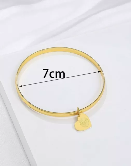 Bracelet Femme Or Jaune Acier Inoxydable Jonc Cœur Doré Métallique Métal Mode 3