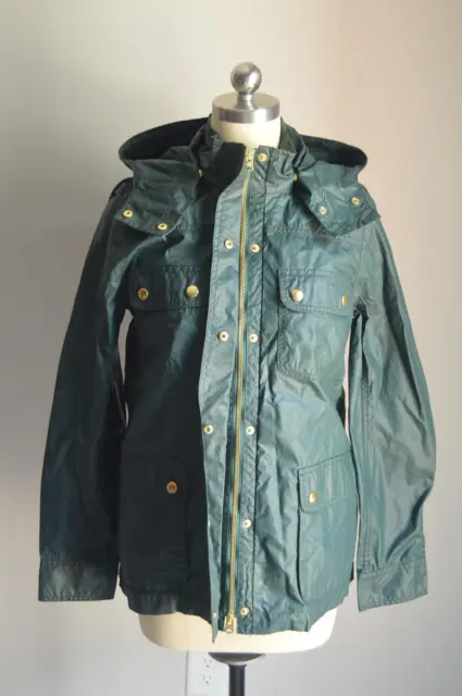 JCrew $178 Hooded Downtown Field Jacket w/ Zip out Vest XS Green E0741