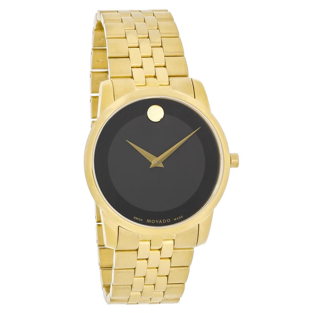 Orologio Movado Museum Sport Da Uomo Quadrante Nero Tono Oro Quarzo Svizzero 0606997