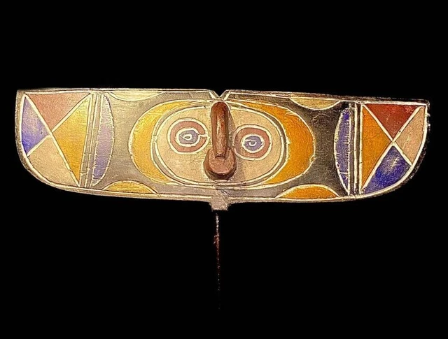 African Tribal Face Mask Wood Hand Carved Wall Hanging Bobo tribe Butterfly-3325