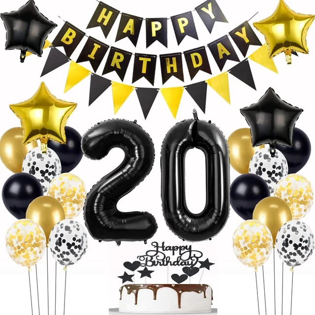 Palloncini 20 Anni Compleanno donna uomo oro Neri decorazioni compleanno 20 a