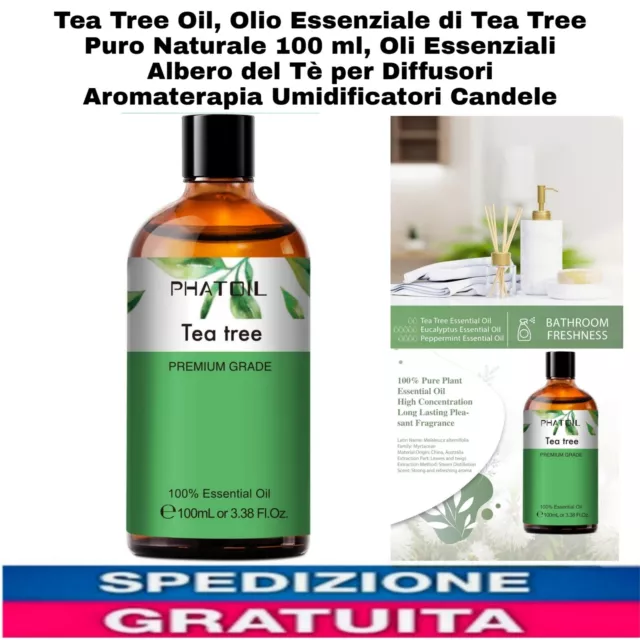 Tea Tree Oil, Olio Essenziale Di Tea Tree Puro Naturale 100 Ml, Oli Essenziali A