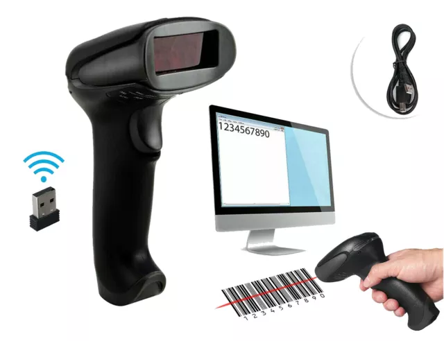 Lettore Di Codice A Barre Barcode Scanner Senza Fili Wireless Laser Q-A203