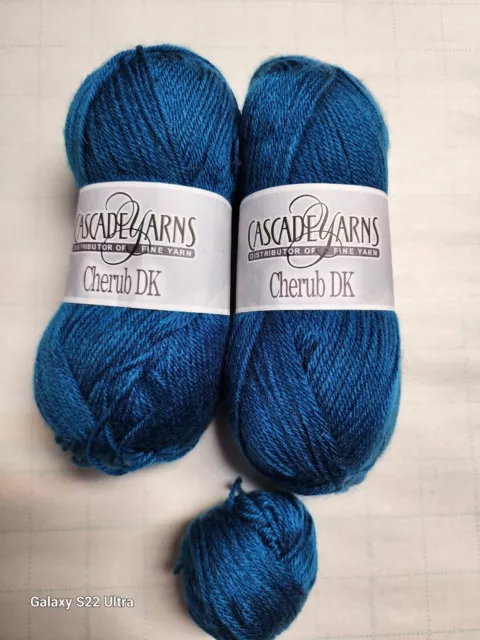 Cascade Yarns Cherub 2 + Skeins Color 47 Teal or Navy Very Soft Yarn 180 yds ea