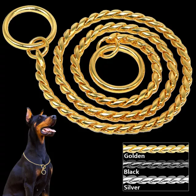 Dog Choker Collar Chain Pet Slip Check Chains Round Twist Link Chrome Heavy Duty