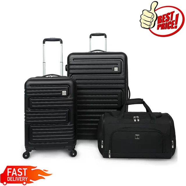 3 Pcs Hard Side Spinner Luggage Set Carry On Trolley Case Check Suitcase Black