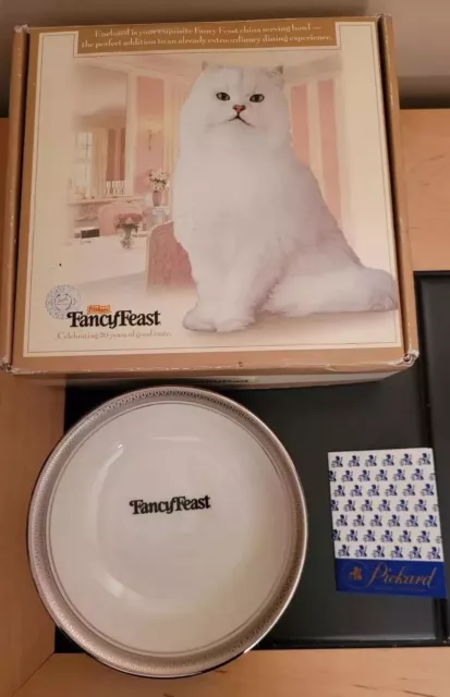 FRISKIES FANCY FEAST 20th ANNIVERSARY PICKARD CHINA CAT FOOD SERVING BOWL - NEW