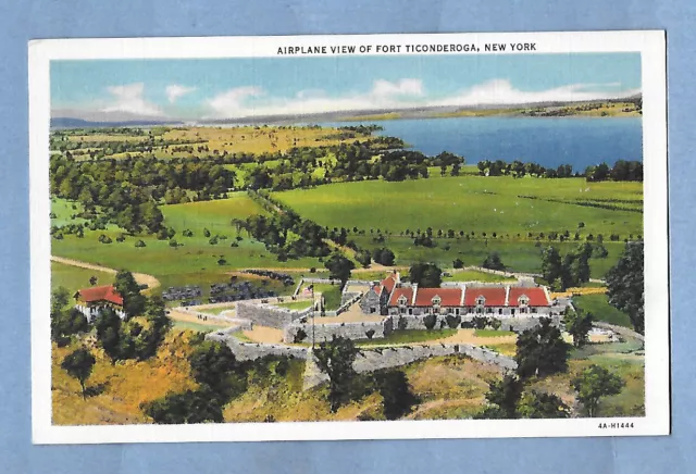 Vintage Postcard Airplane View Of Fort Ticonderoga New York Un-Posted