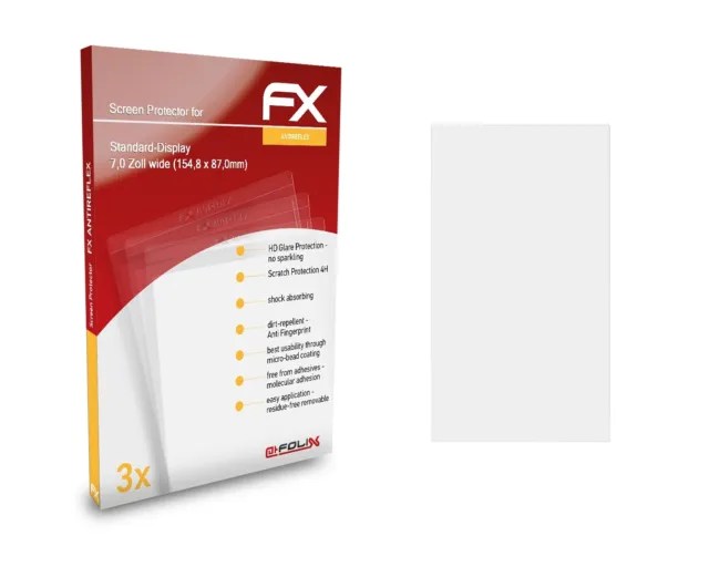 atFoliX 3x Schutzfolie für Standard-Display 7,0wide (154,8x87,0mm) matt&stoßfest