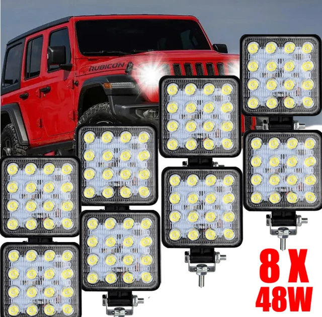 8x 48W LED Arbeitscheinwerfer SUV LKW Offroad Strahler Bagger Flutlicht 12V 24V
