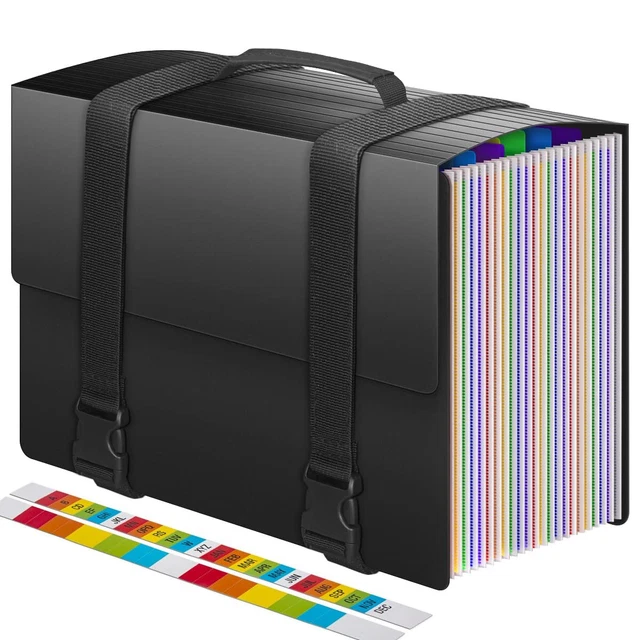 Expanding File Folders Accordian File Organizer with Handle,25 Pockets Accord...