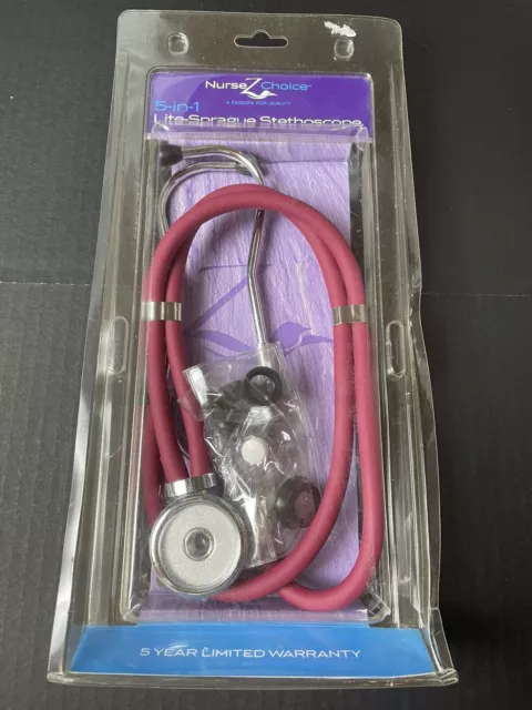 Nursez Choice Lightweight Dual Head Stethoscope Pink New In Box
