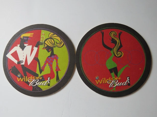 Beer Coaster ~ Anheuser Busch Wild on BUD E Drink w/ Caffeine, Ginseng, Guarana
