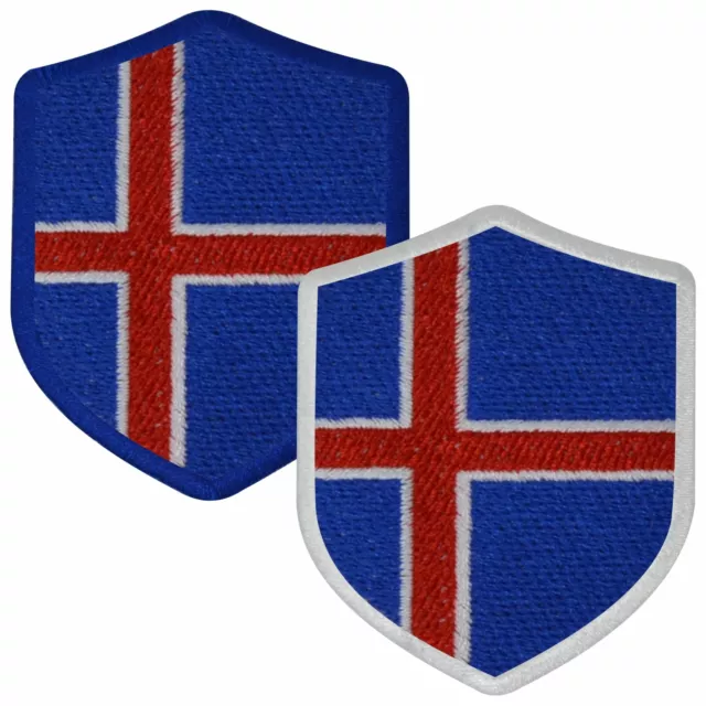 Aufnäher ISLAND Wappen 7 x 5,6cm Bestickt Flagge Patch FanShirts4u