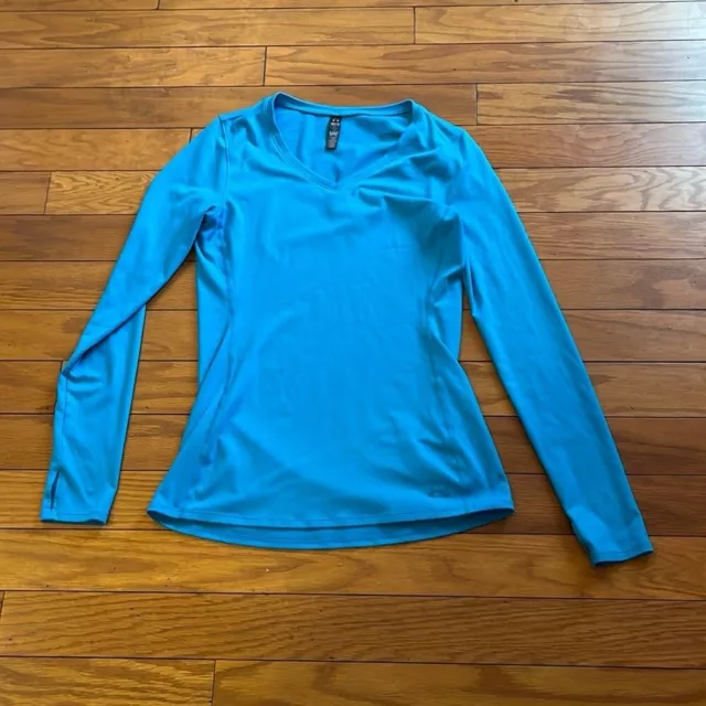 Under Armour Top Womens Medium Blue Coldgear Long Sleeves V Neck