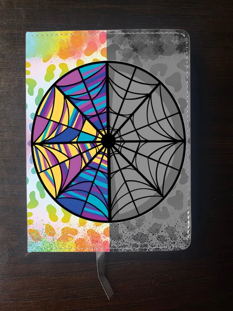 Wednesday Stained Glass Split Window - A6 Faux Leather Notebook Journal