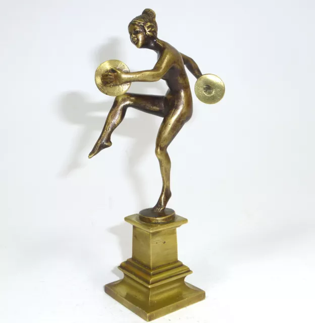 Art Decó Figura de Bronce Firmado Beck Bronce Bailarina