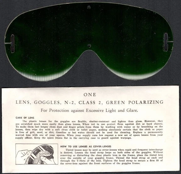 Goggle Aviation Lenses Vintage Original WW2 Polaroid Army Lens Polarizing NOS