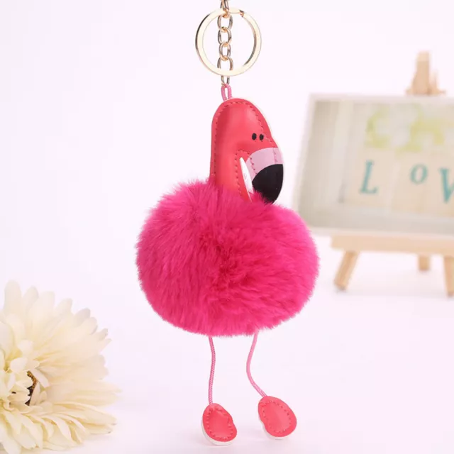 Key Chain Cartoon Flamingo Shape Ladies Car Bag Accessories Key Ring Lightweight