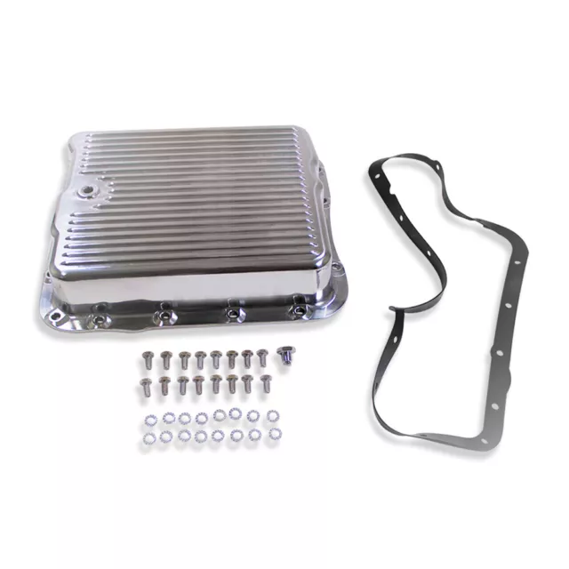 For GM Chevy 700R4 / 4L60 Finned Transmission Oil Pan Polished Aluminum