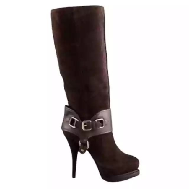 Elizabeth and James Brown Suede Shearling Lined Must Boots Size 8