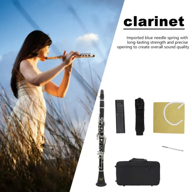 5# 17 Keys Ebonite Clarinet Black Orchestra Musical Instrument for Beginners