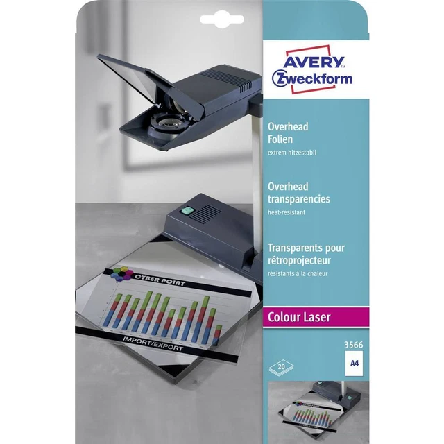 Avery-Zweckform 3566 Transparent pour rétroprojecteur A4 imprimante laser,