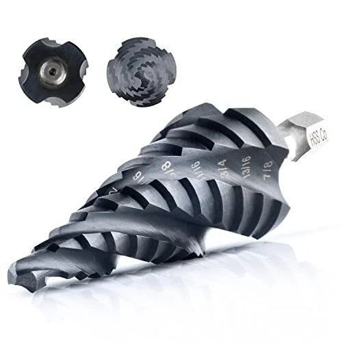 Toolant Four Spiral Flute Cobalt Step Drill Bit(pro Max), 3/16" - 7/8"(12 Step S