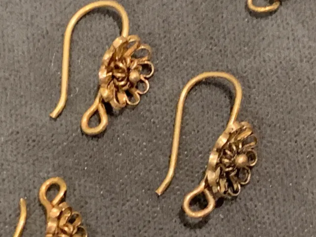 10 pc 1960s sterling silver vermeil earring hooks wires, jewelry making findings