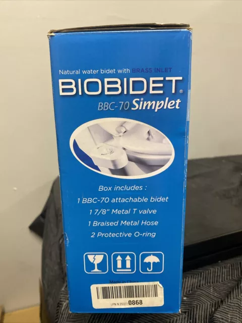 BioBidet BBC-70 Simplet Water Simple Bidet Toilet Brass Inlet White NOB