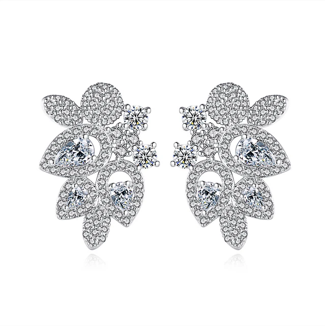 Teardrop Cubic Zirconia Chandelier Swarovski Elements Crystal Stud Earrings