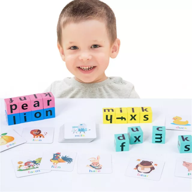 Wooden Learning English Spelling Alphabet Cards Games Early Educational Kid Toy^