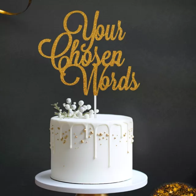 Custom Personalised Glitter Cake Topper Party Decor Custom Any Name Word Toppers