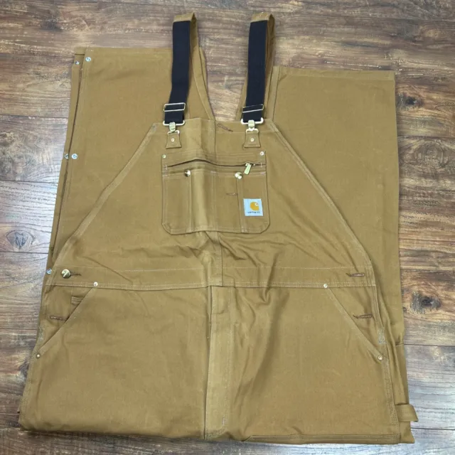 CarHartt NEW Mens R37 Zip To Thigh Bib Overalls 50x32 Double Knee Canvas Unlined