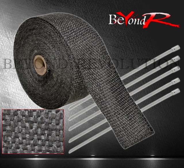 360" 30Ft Heat Reduction Wrap Shield Cover Catback Intake Piping Black