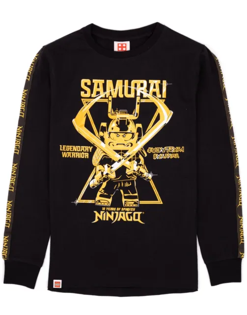 Topi t-shirt lego ninjago ragazzi samurai guerriero maniche lunghe nere