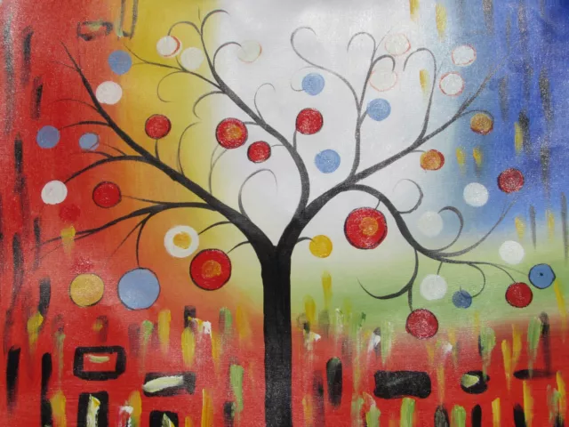 árbol colorido gran pintura al óleo lienzo arte abstracto moderno contemporáneo