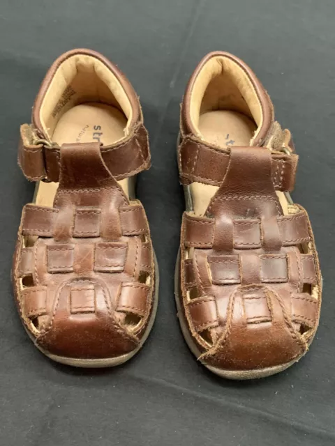 Stride Rite Reid Boys Brown Leather Fisherman Style Sandals Size 6M sole FLAW